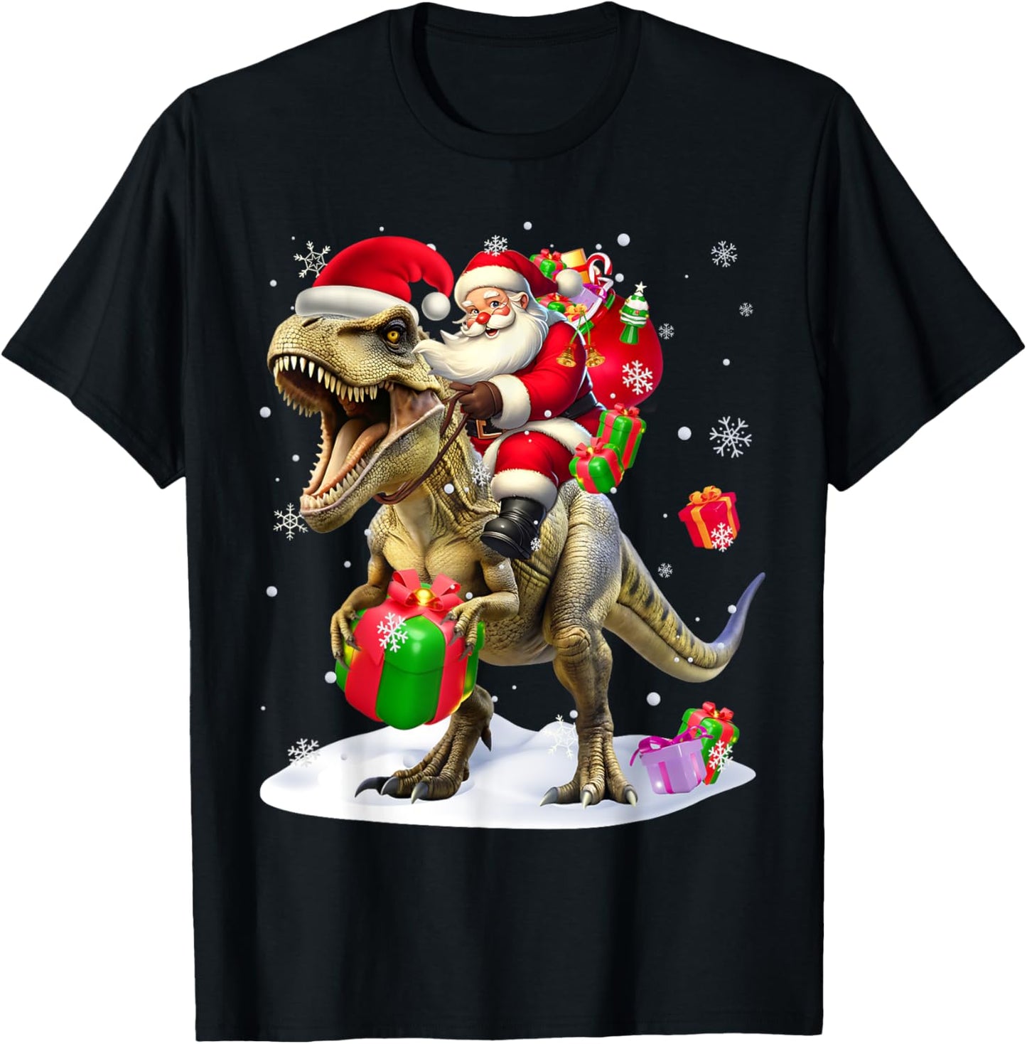 Dinosaur Christmas 2025 Santa Riding Dinosaur Xmas Family