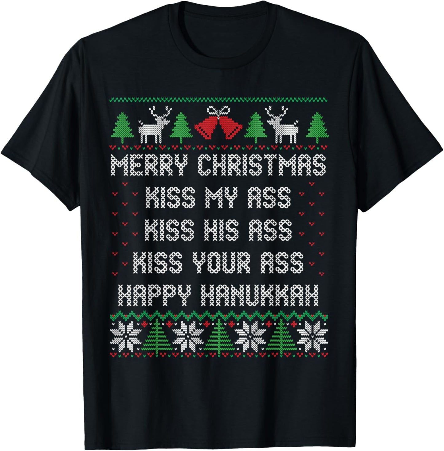 Merry Christmas Kiss My Ass Happy Hanukkah Ugly Xmas Sweater