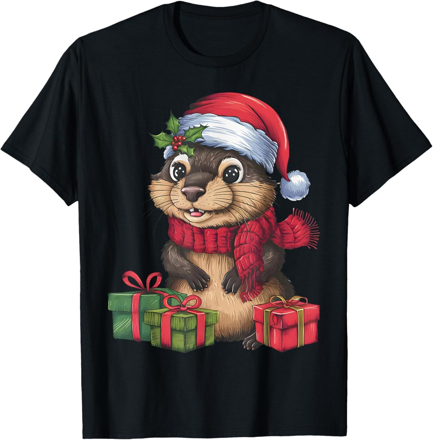 Otter Animal Xmas Holiday Santa Otter Christmas