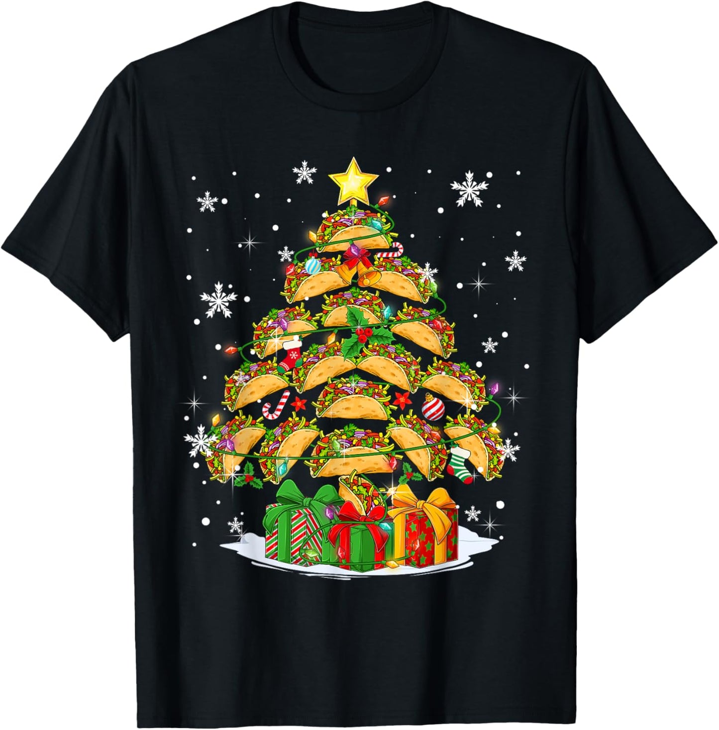 Funny Tacos Christmas Tree Lights Mexican Food Lover Xmas