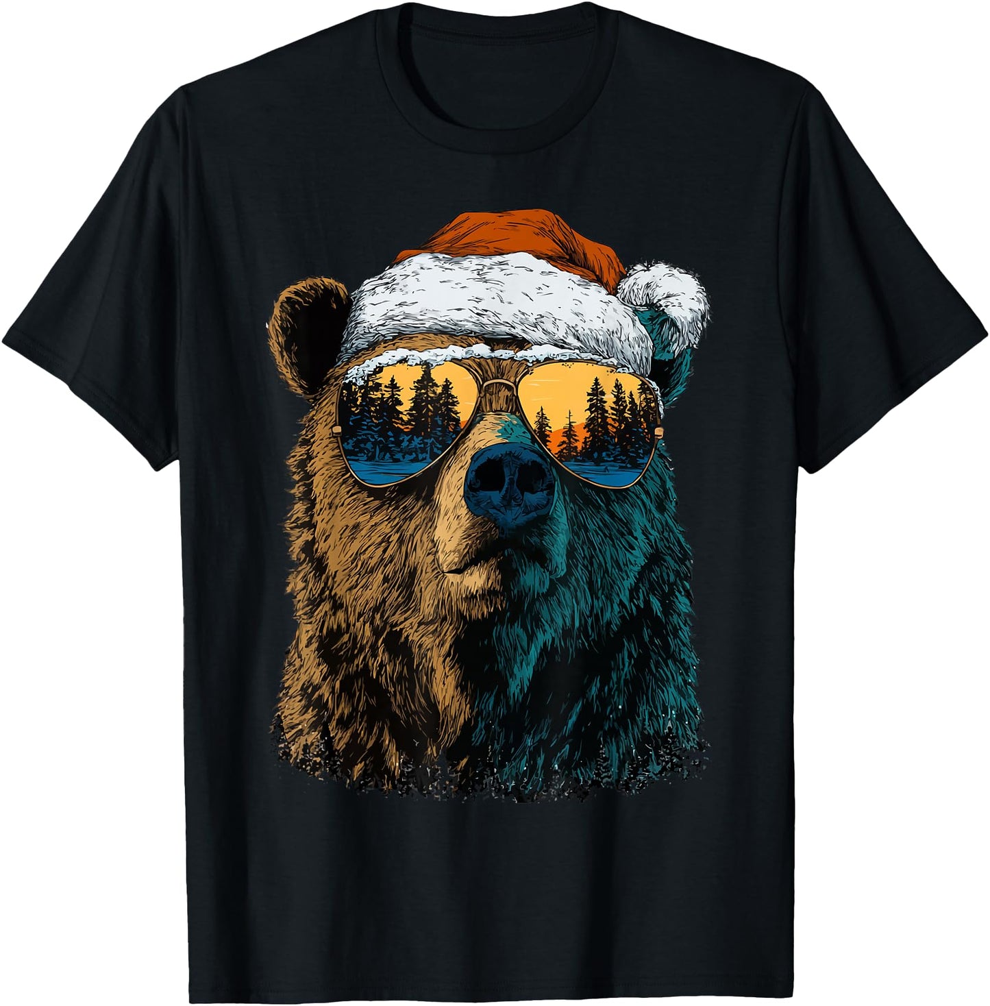 Bear with Sunglasses Snow Santa Hat Snowy Christmas Animal