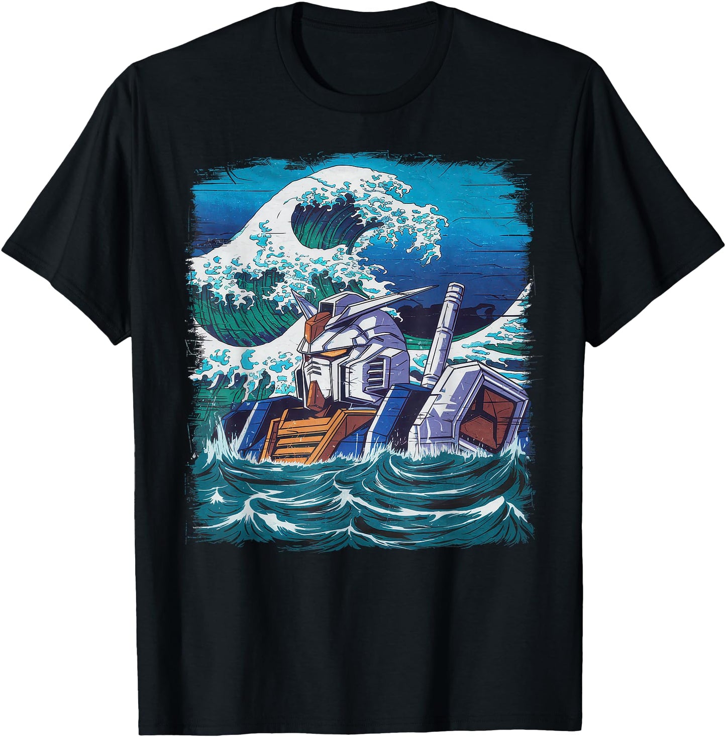 Mecha Tshirt Japanese Mecha Robot Head Anime Art Ukiyo-E