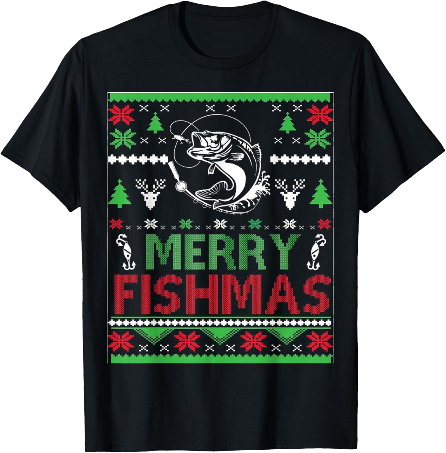 Ugly FISHING Christmas Bass Fish Apparel, Merry Fishmas.