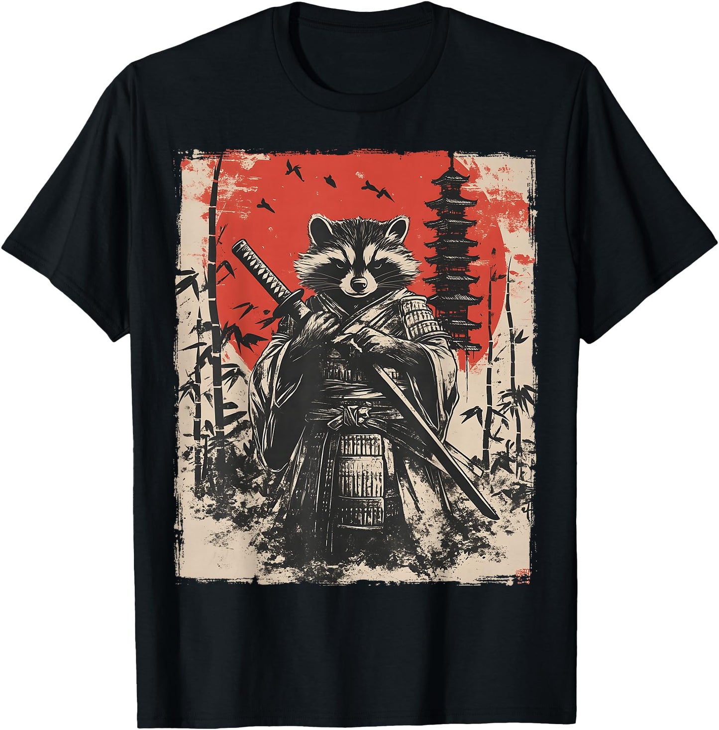 Samurai Raccoon Japanese Funny Vintage Ukiyo-e Art