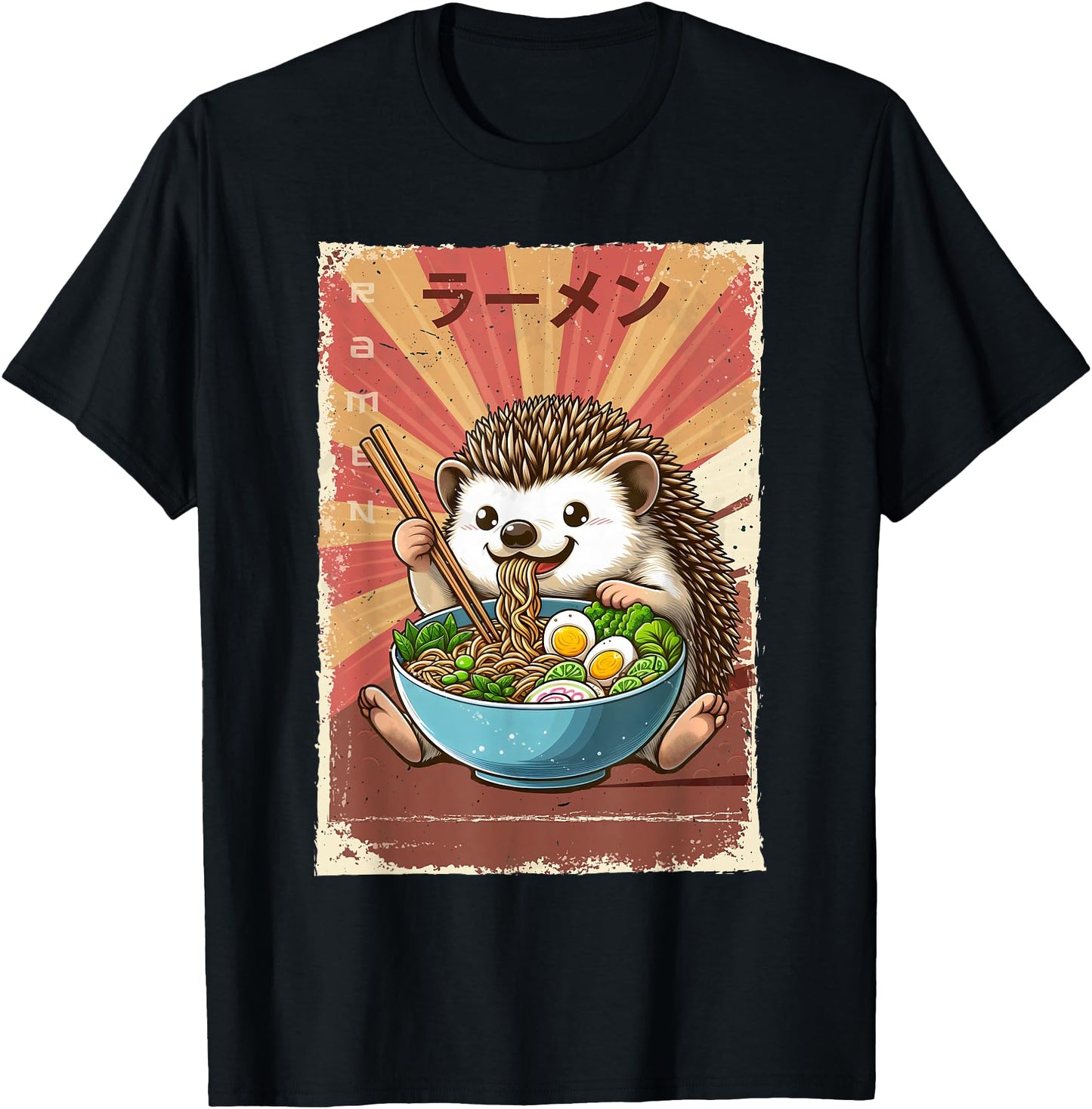 Hedgehog Eating Ramen Japanese Noodles Soup