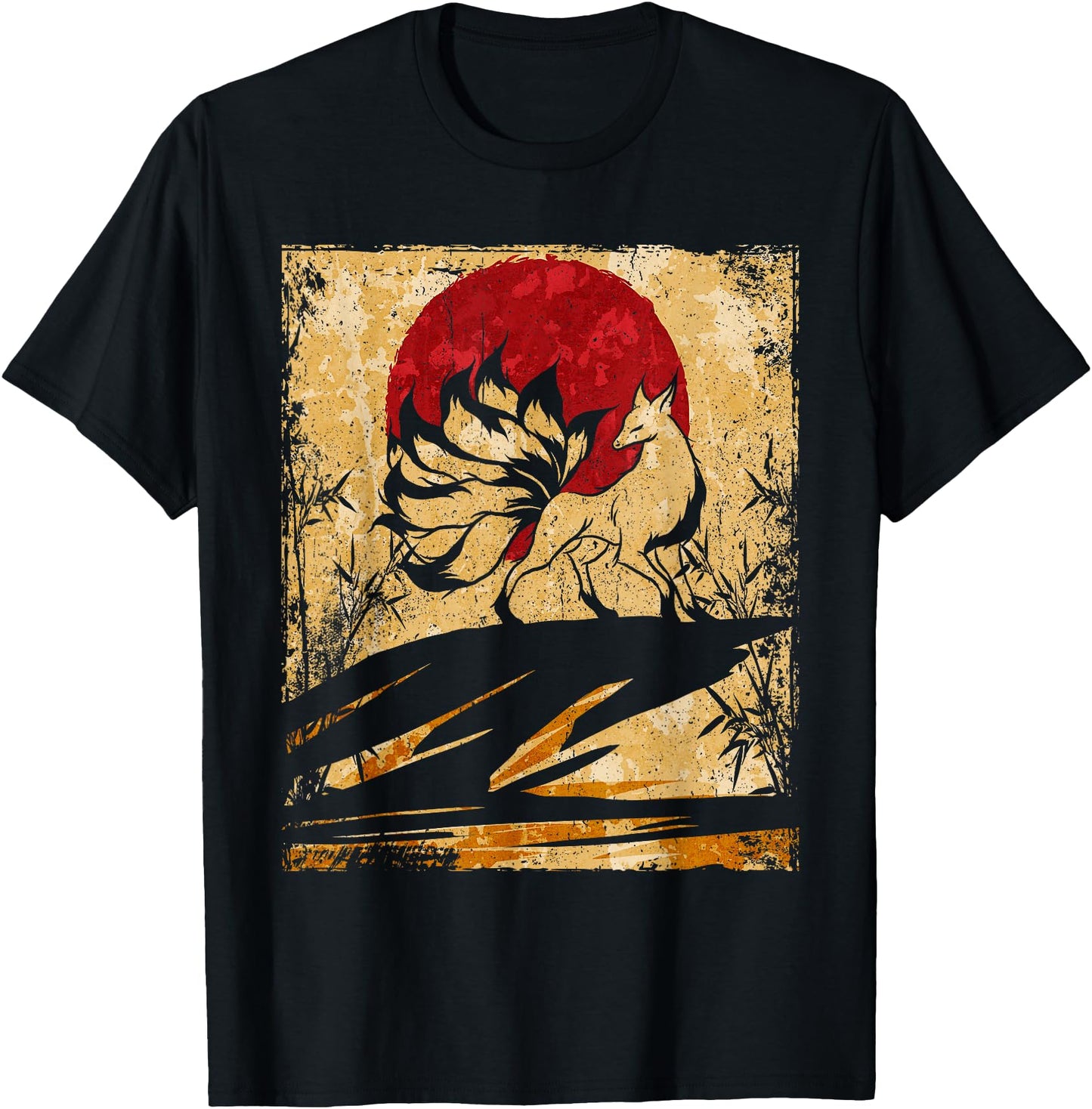 Nine Tailed Fox Japanese Art Retro