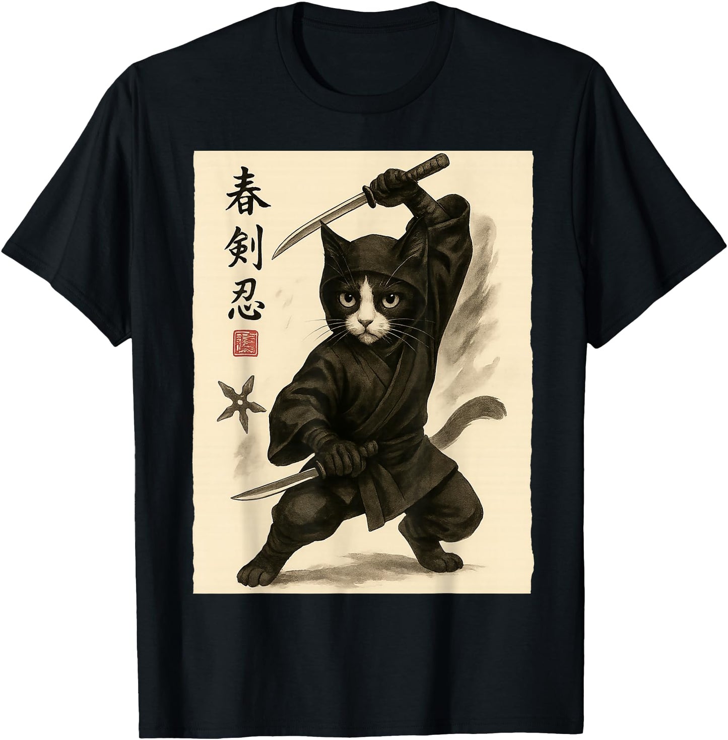 Ninja Cat Vintage Ukiyo-e Warrior Art Graphic Cat Art