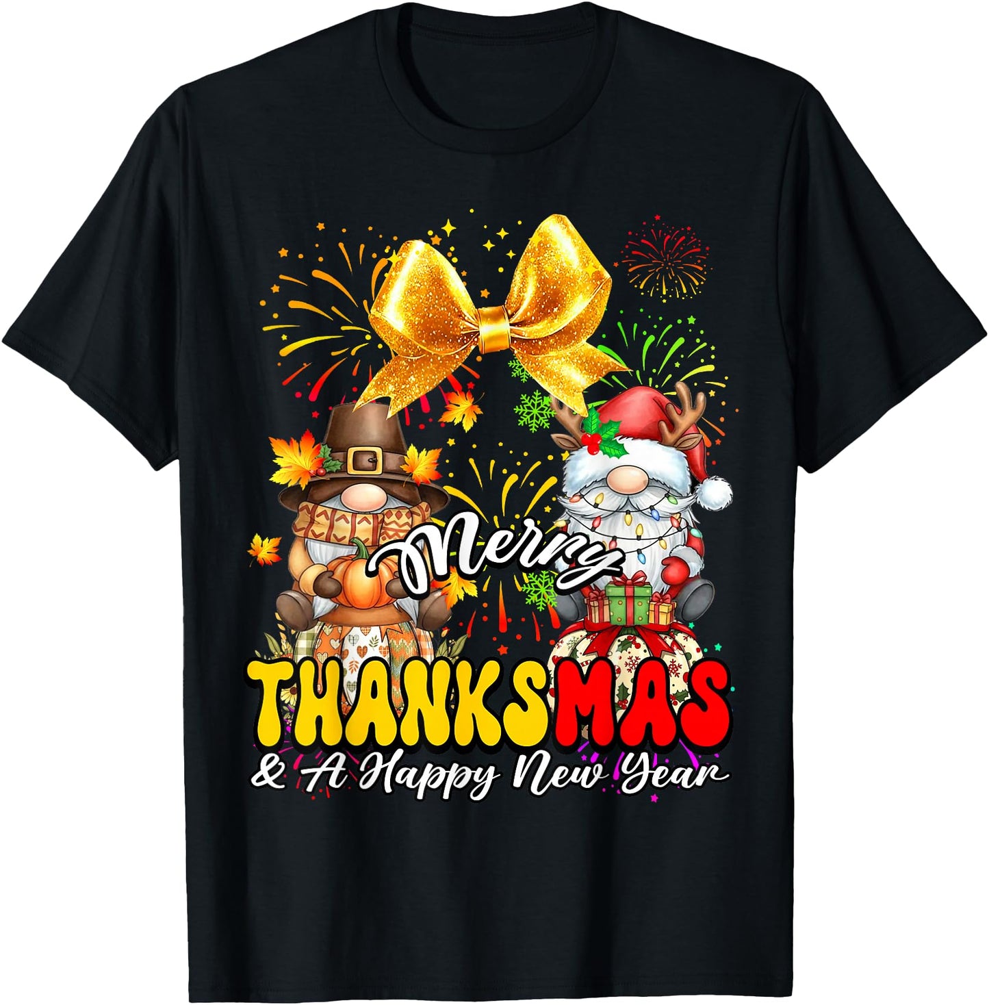 Merry Thanksmas and A Happy New Year Firework with Gnomes