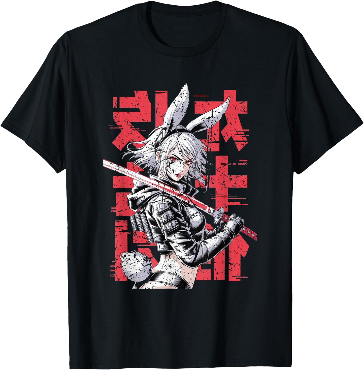 Retro Cyberpunk Girl Samurai Anime Warrior Katana Japanese