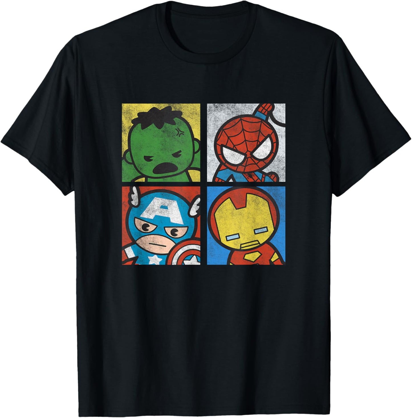 Marvel Kawaii Chibi Avengers Face Panels Distressed