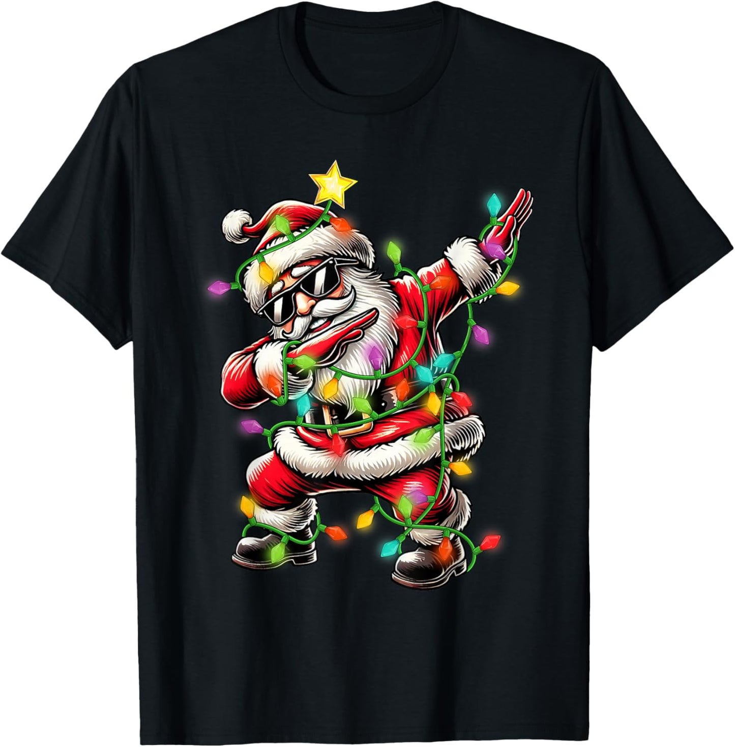 Dabbing Santa Christmas Ugly 2025 Men Boys Kids Xmas Lights