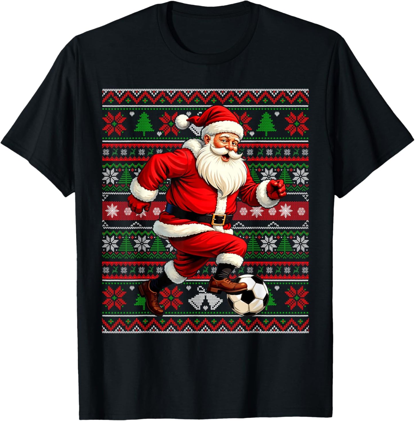 Funny Santa Playing Soccer Ugly Christmas Sweater Xmas