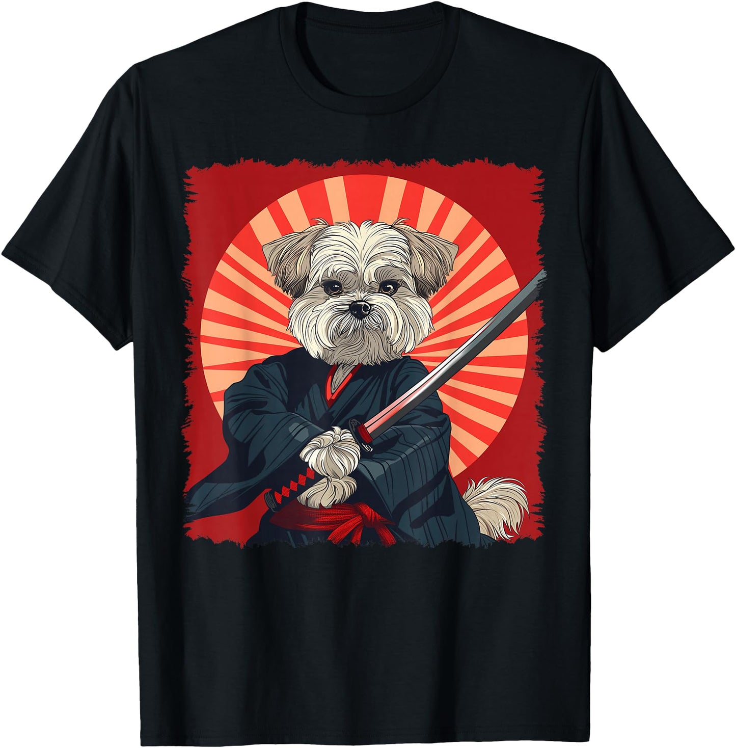 Maltese Dog Japanese Art Samurai Ukiyo-e