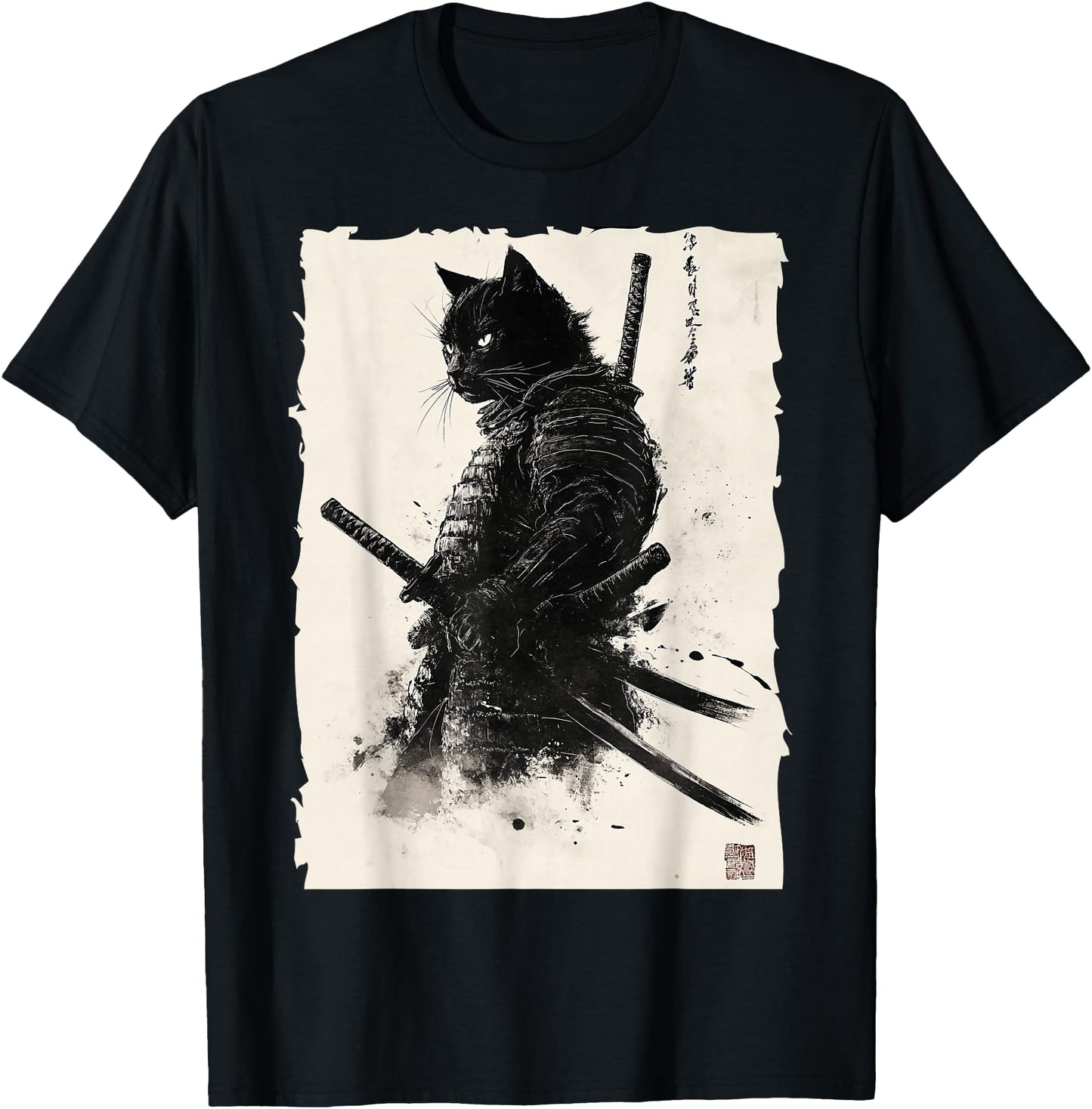 Black cat Vintage Japanese Samurai Cat Retro Ukiyo-e Artwork