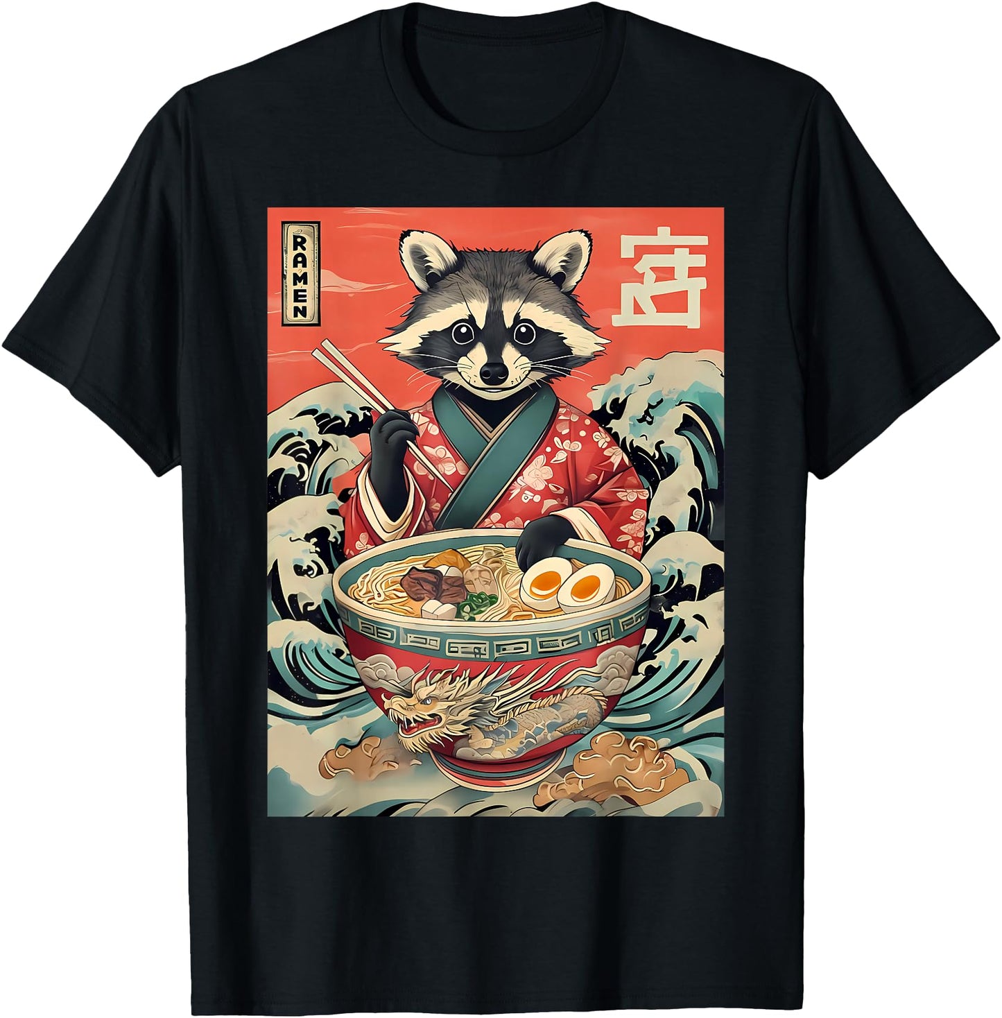 Raccoon Eating Ramen Noodles Kawaii Anime Manga Japanese