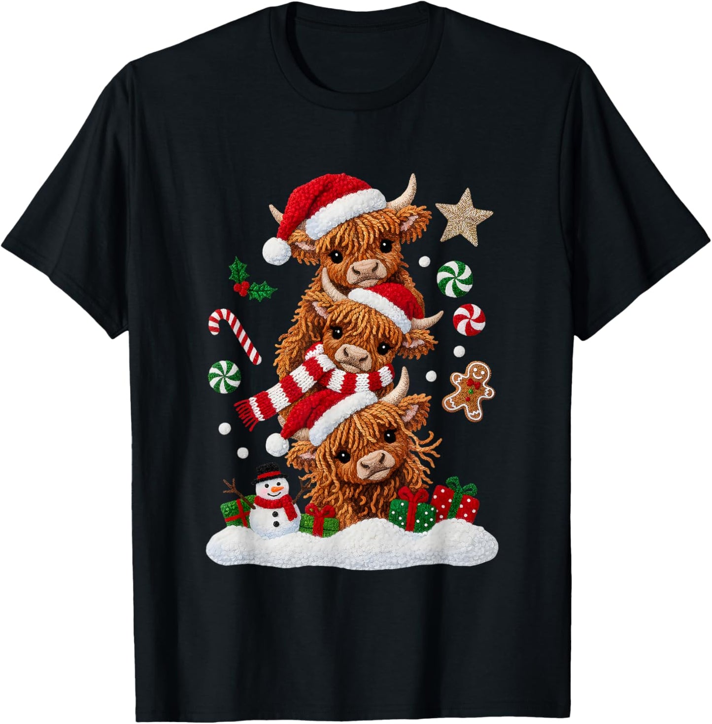 Cute Merry Christmas Highland Cow Christmas Santa Xmas