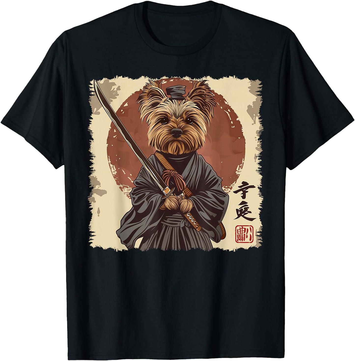 Yorkshire Terrier Yorkie Dog Japanese Art Samurai Ukiyo-e