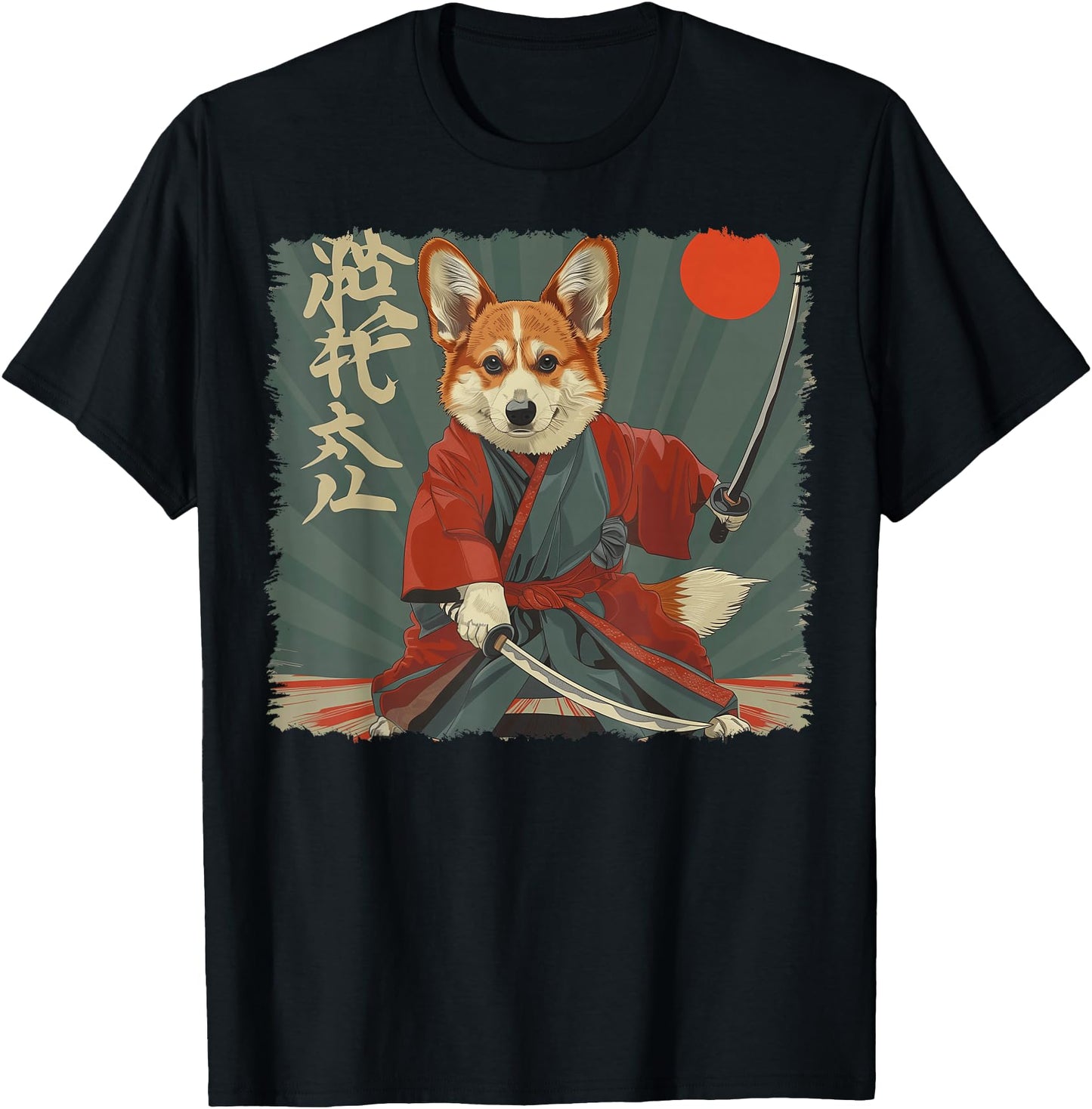 Pembroke Welsh Corgi Dog Japanese Art Samurai Ukiyo-e