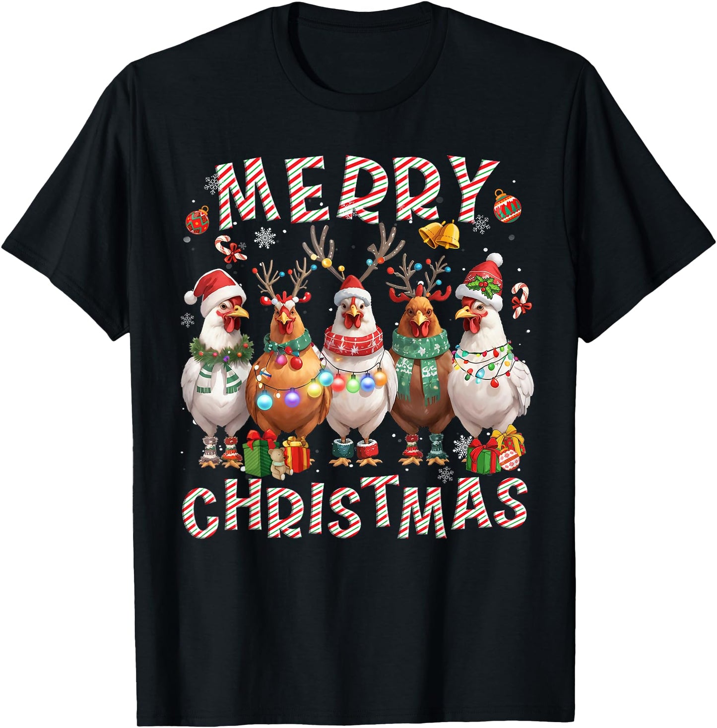 Christmas Lights Chicken Santa Funny Xmas Tree