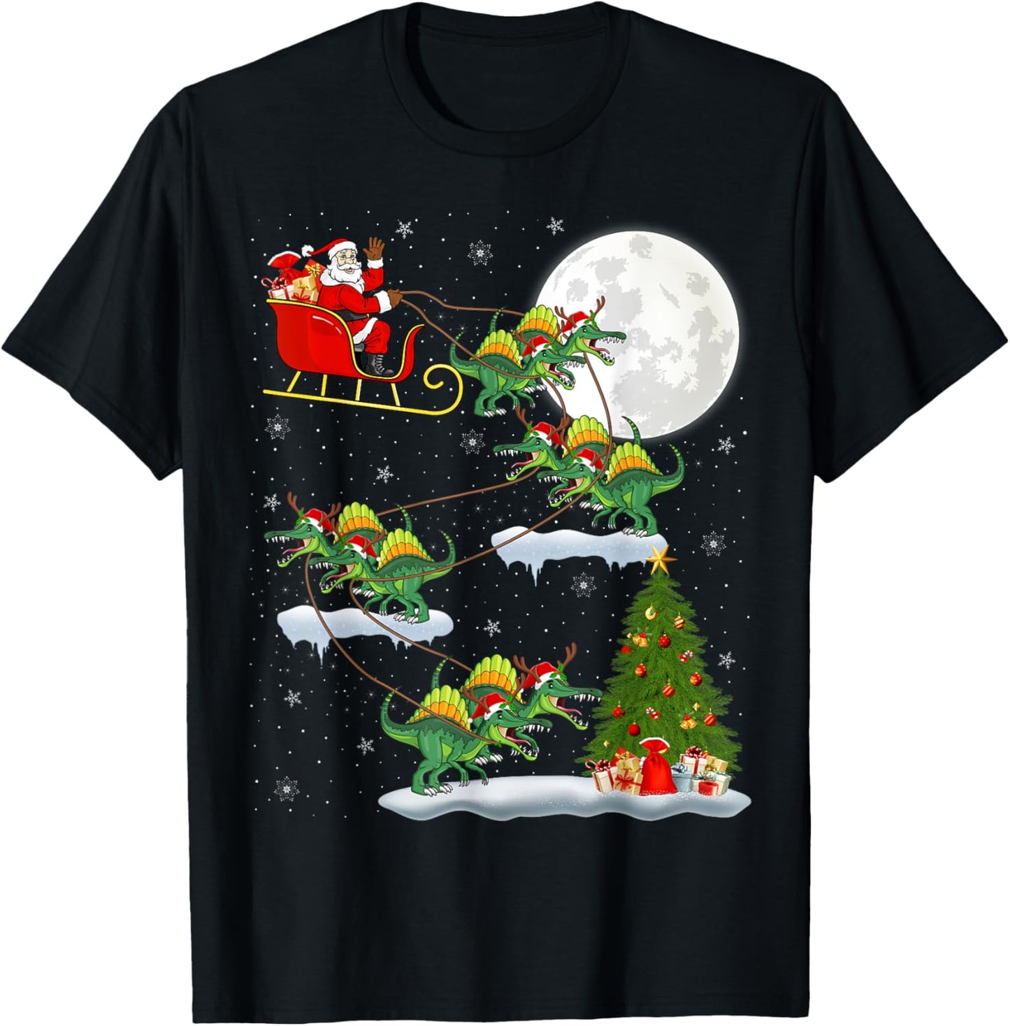 Funny Xmas Tree Santa Riding Spinosaurus Dinosaur Christmas