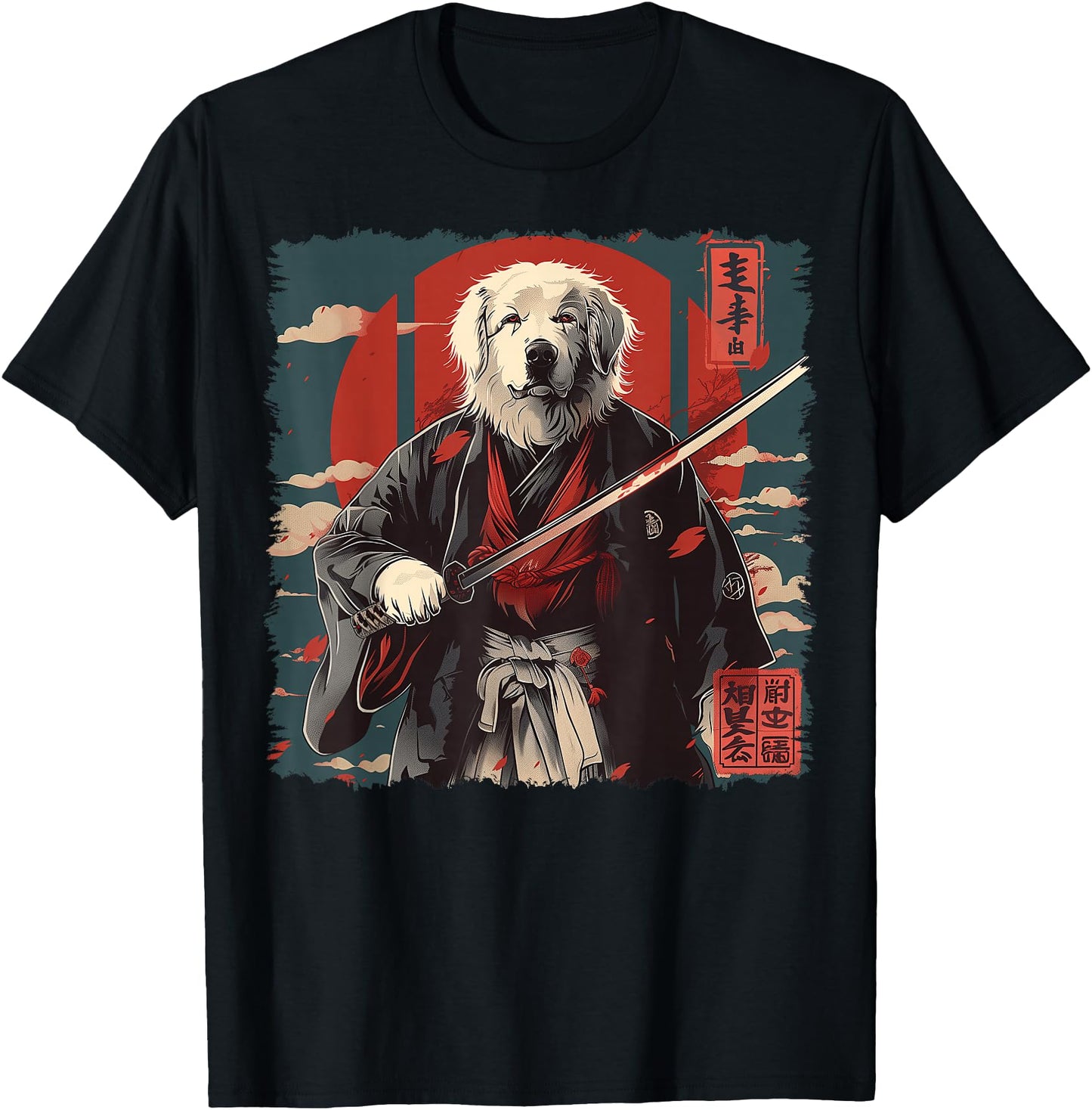 Great Pyrenees Dog Japanese Art Samurai Ukiyo-e Vintage