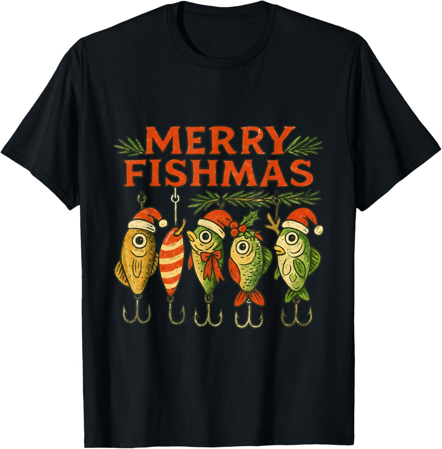 Merry Fishmas Funny Vintage Fishing Christmas