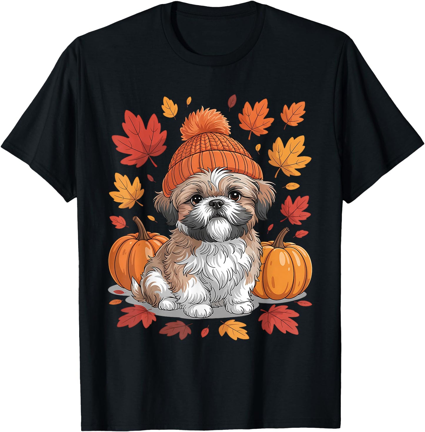Funny Shih Tzu Fall Scarf Autumn Leaves Dog Lovers
