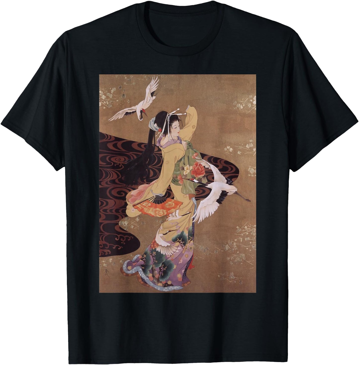 Dance of Cranes Japanese Retro Art
