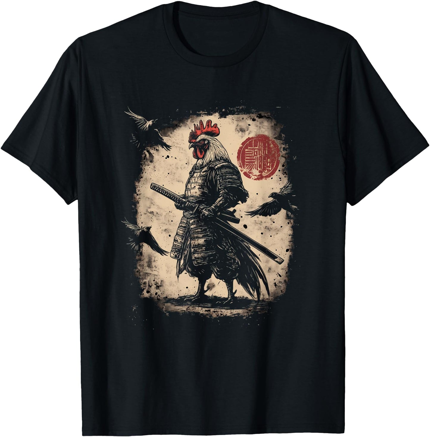 Samurai Rooster Warrior Vintage Japanese Anime Funny