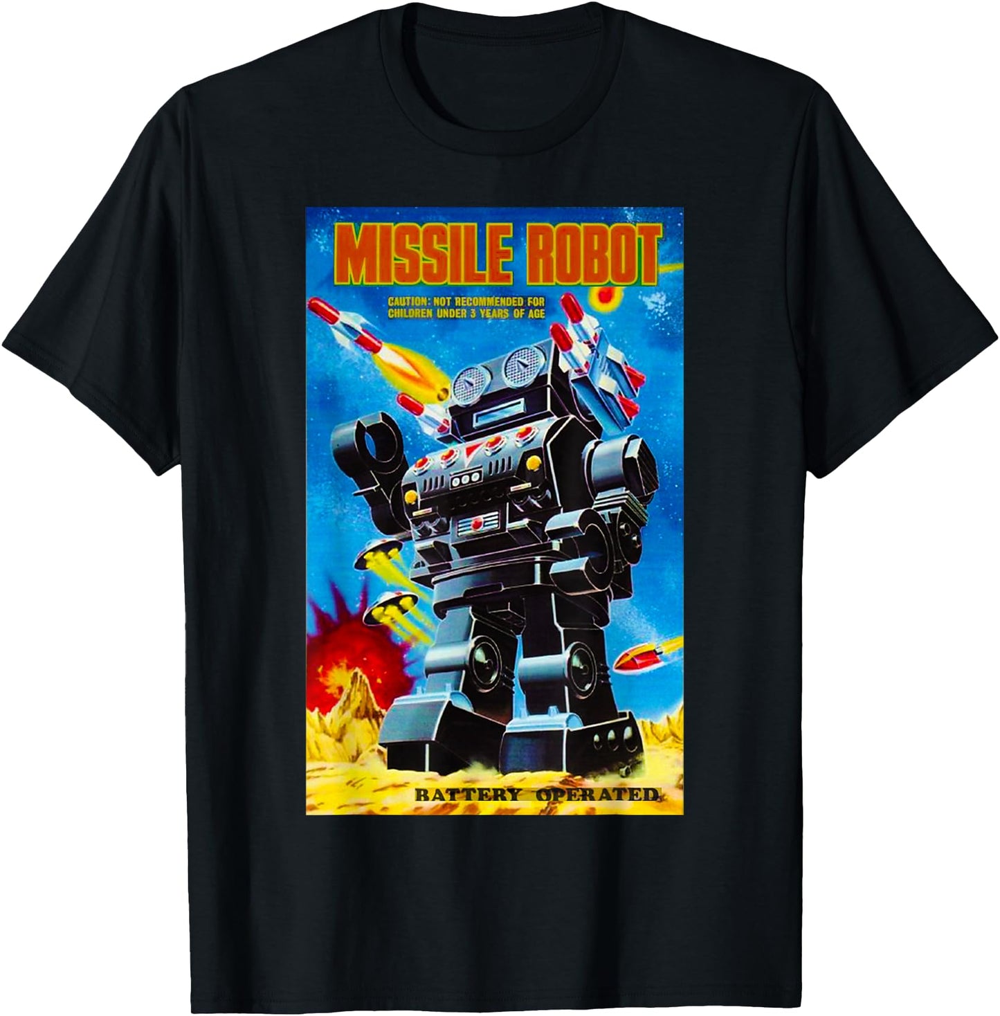 Vintage Graphics Missile Robot Retro Old American USA Toy