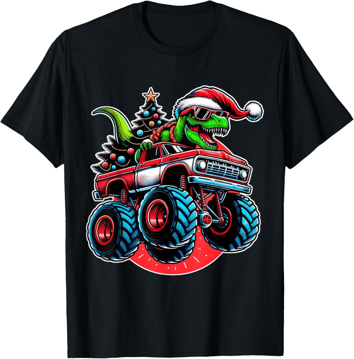 Christmas T Rex Monster Truck Boys Dinosaur Santa Xmas Funny