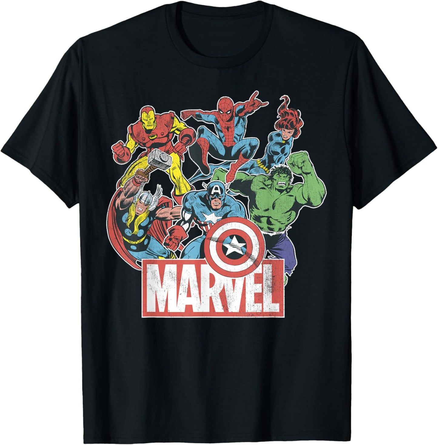 Marvel Avengers Team Retro Comic Vintage Graphic