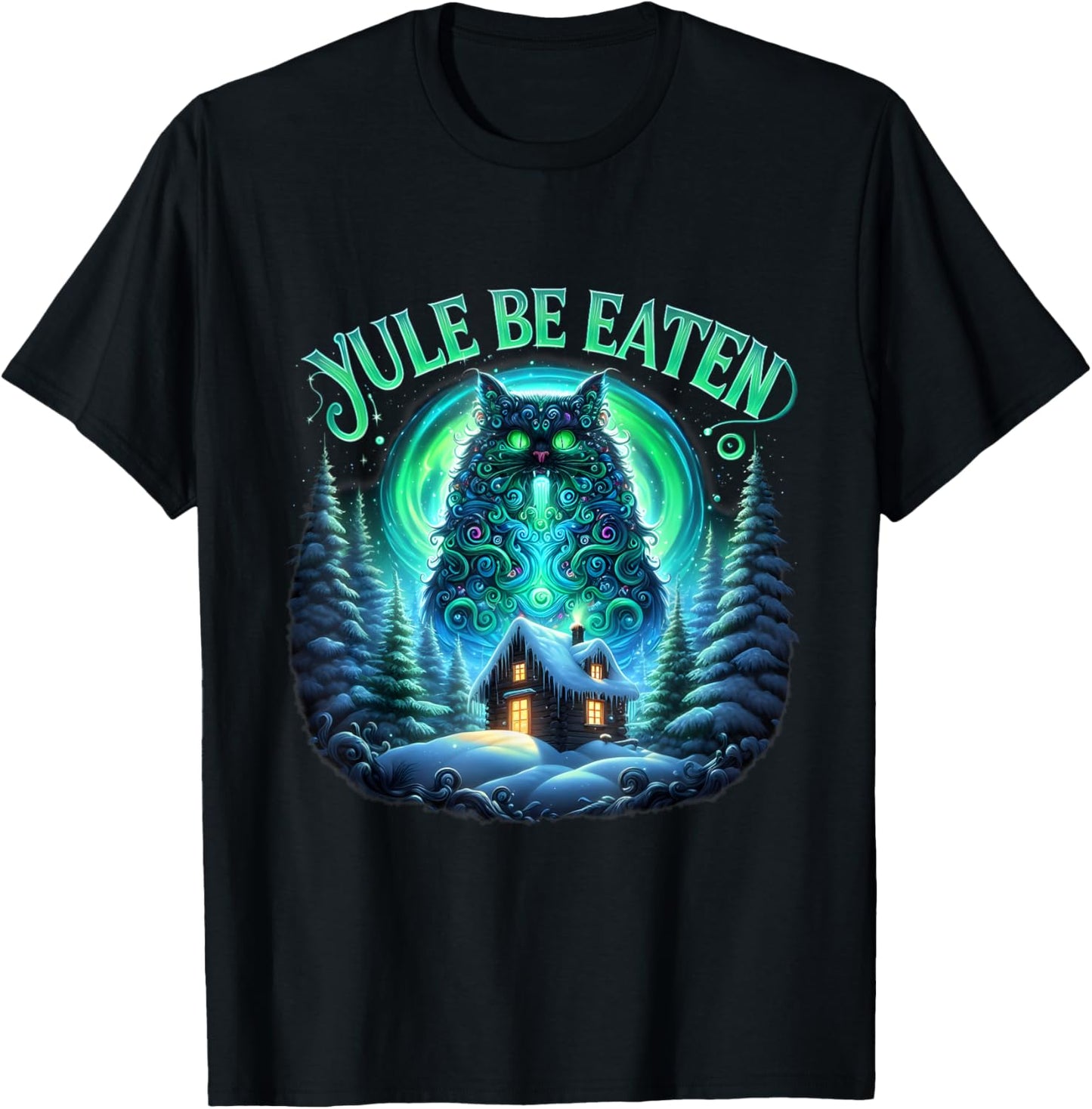 Christmas Cat Yule Be Eaten Yule Jolakotturinn Icelandic T-Shirt for Men Women Kids