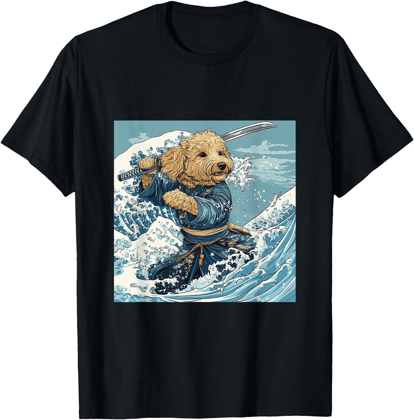 Goldendoodle Pet Dog Samurai Warrior Japanese Art Anime