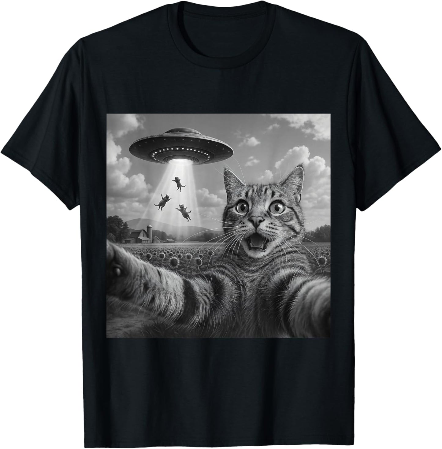 Alien Cat Selfie UFO Gifts Men Women Graphic Tees Funny Cat