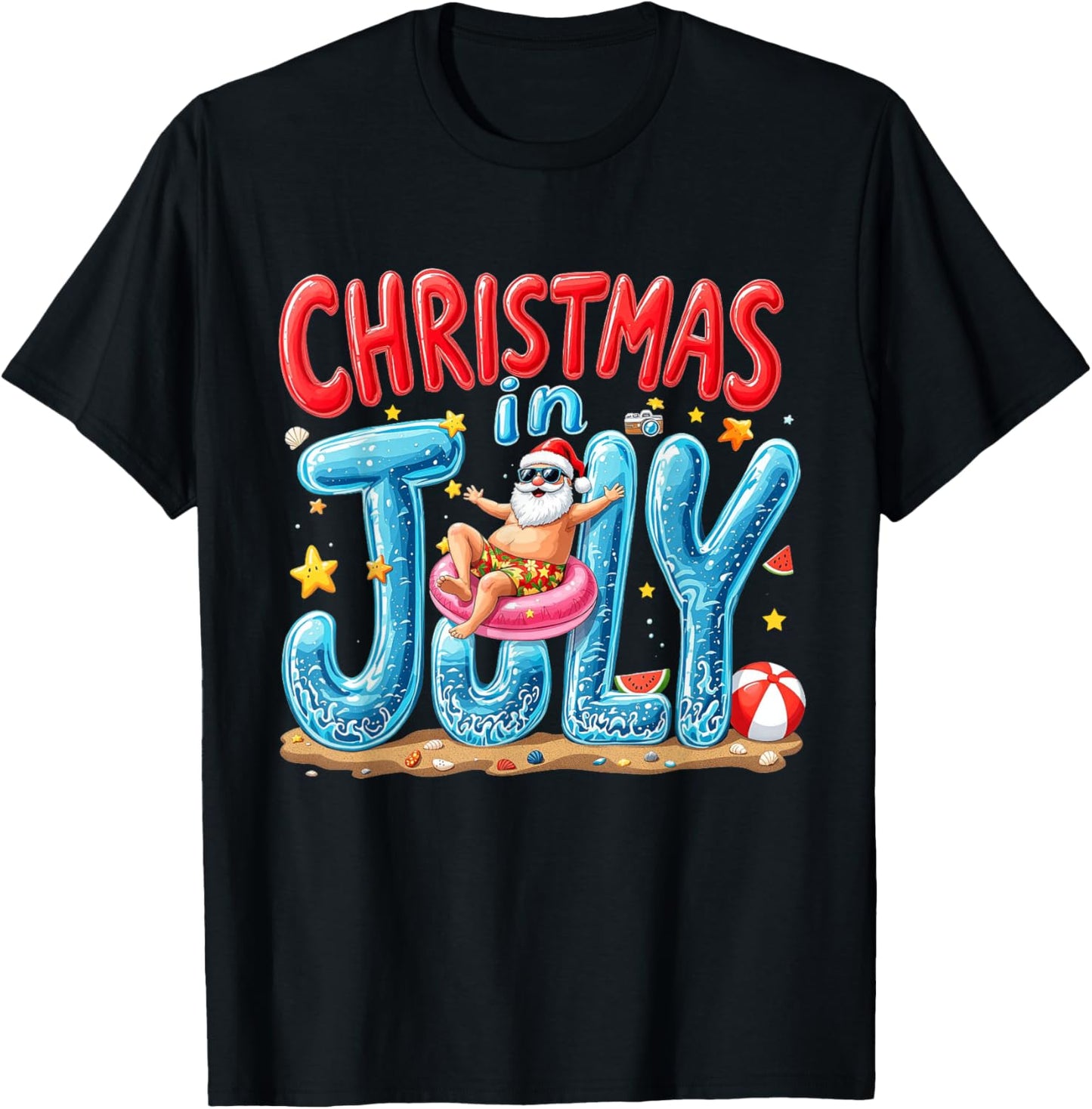 Santa Claus Christmas In July Summer Vibes Beach Xmas Vacay