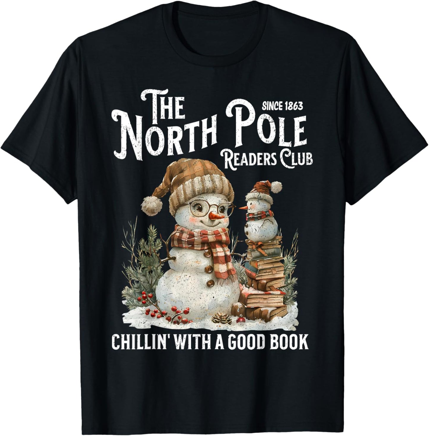 Bookish Christmas North Pole Book Club Snowman Book Worm