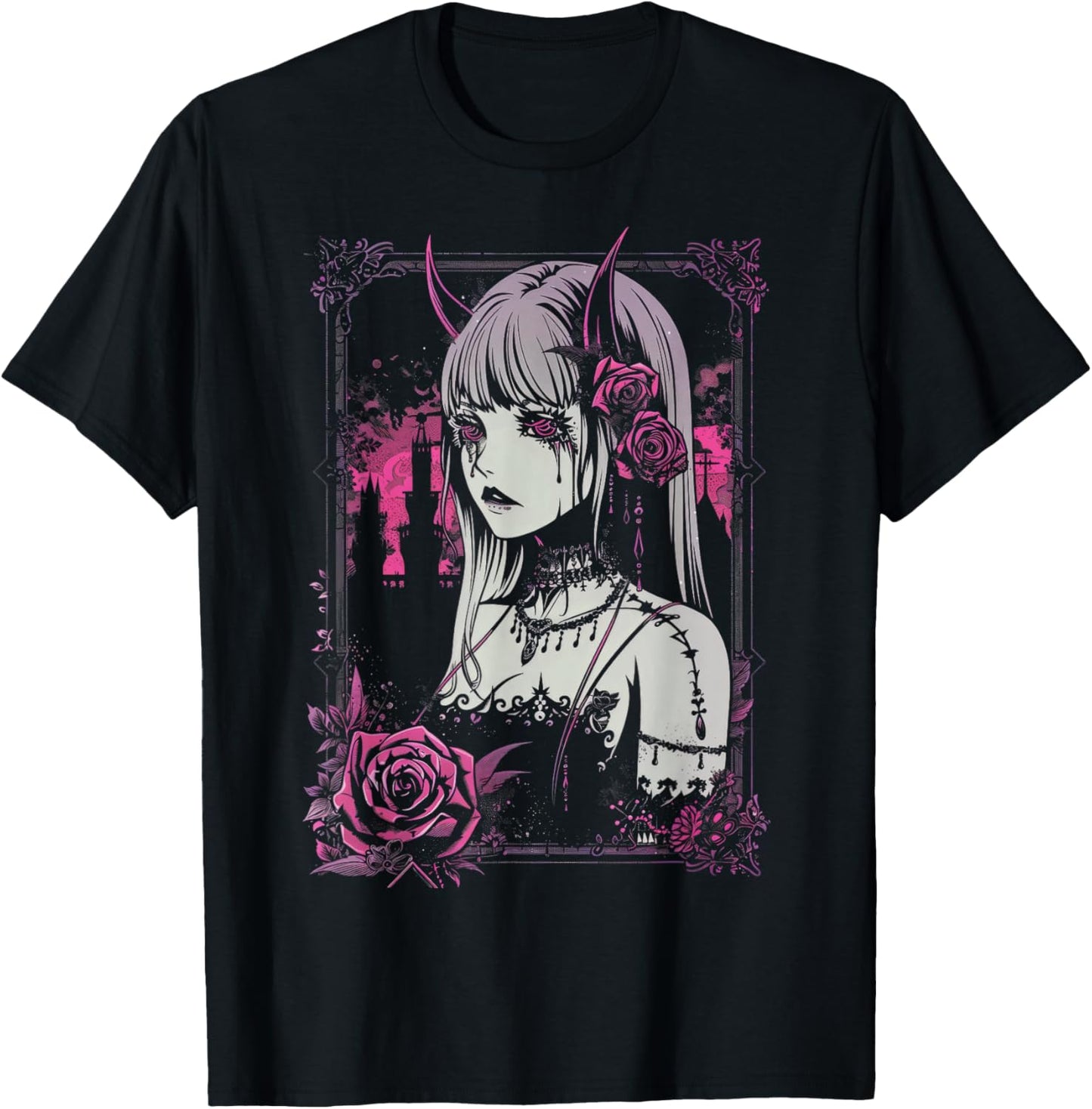 Anime European Goth Castle Sad Kawaii Rose Devil Flowers