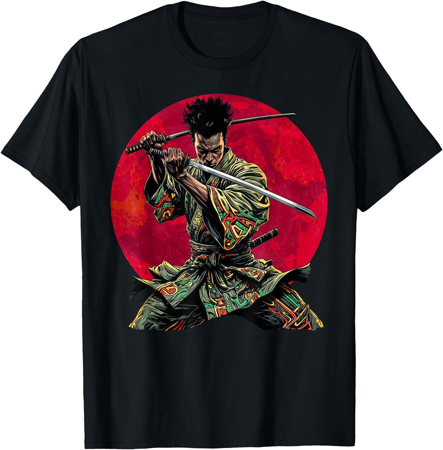 Afro American Samurai Warrior Katana Anime red moon