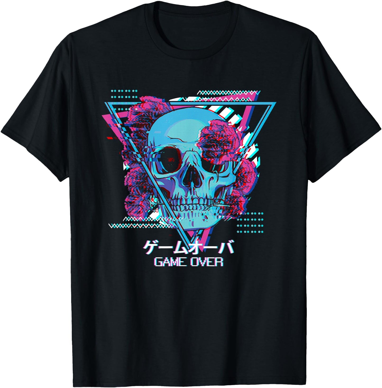 Skull Roses Game Over Japanese Vaporwave Aesthetic Goth