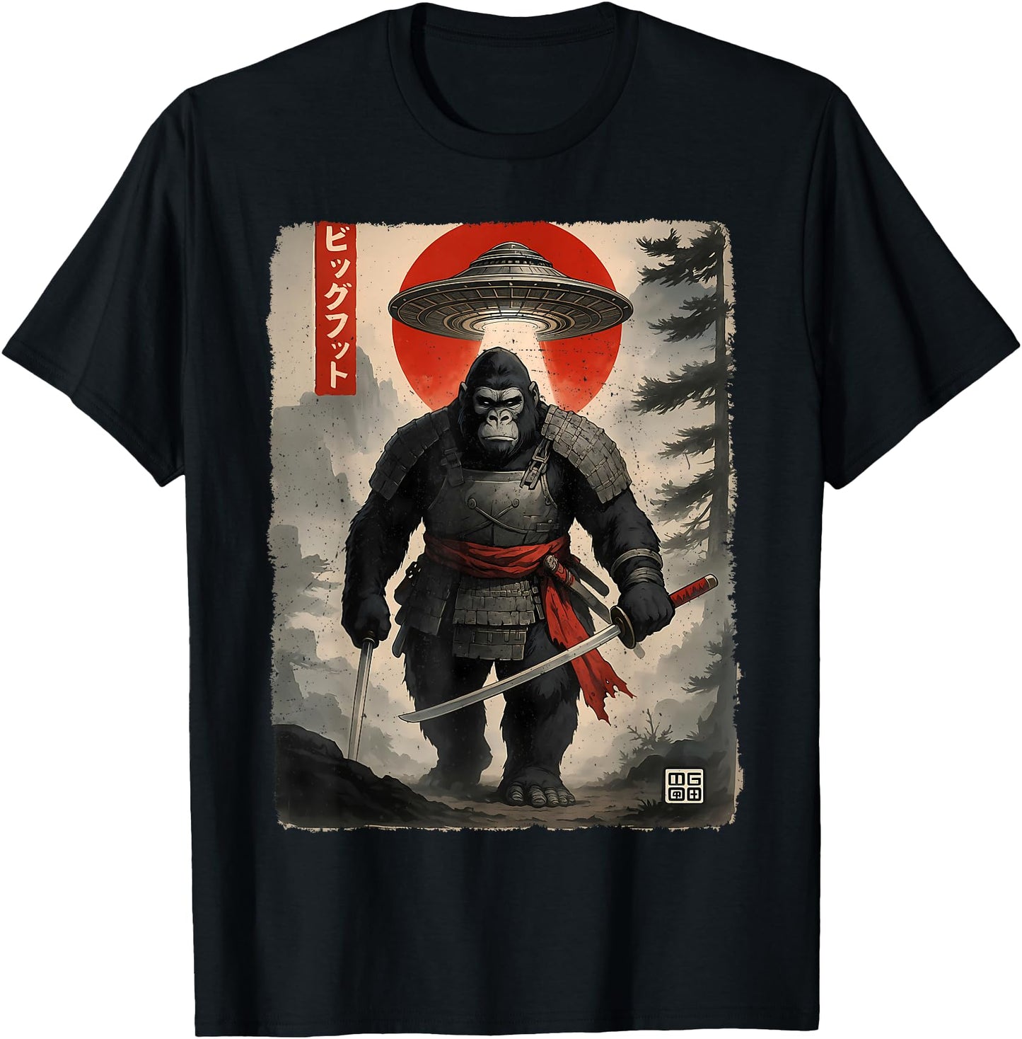 Samurai Bigfoot Japanese Vintage Graphic Ukiyo-e Art Funny