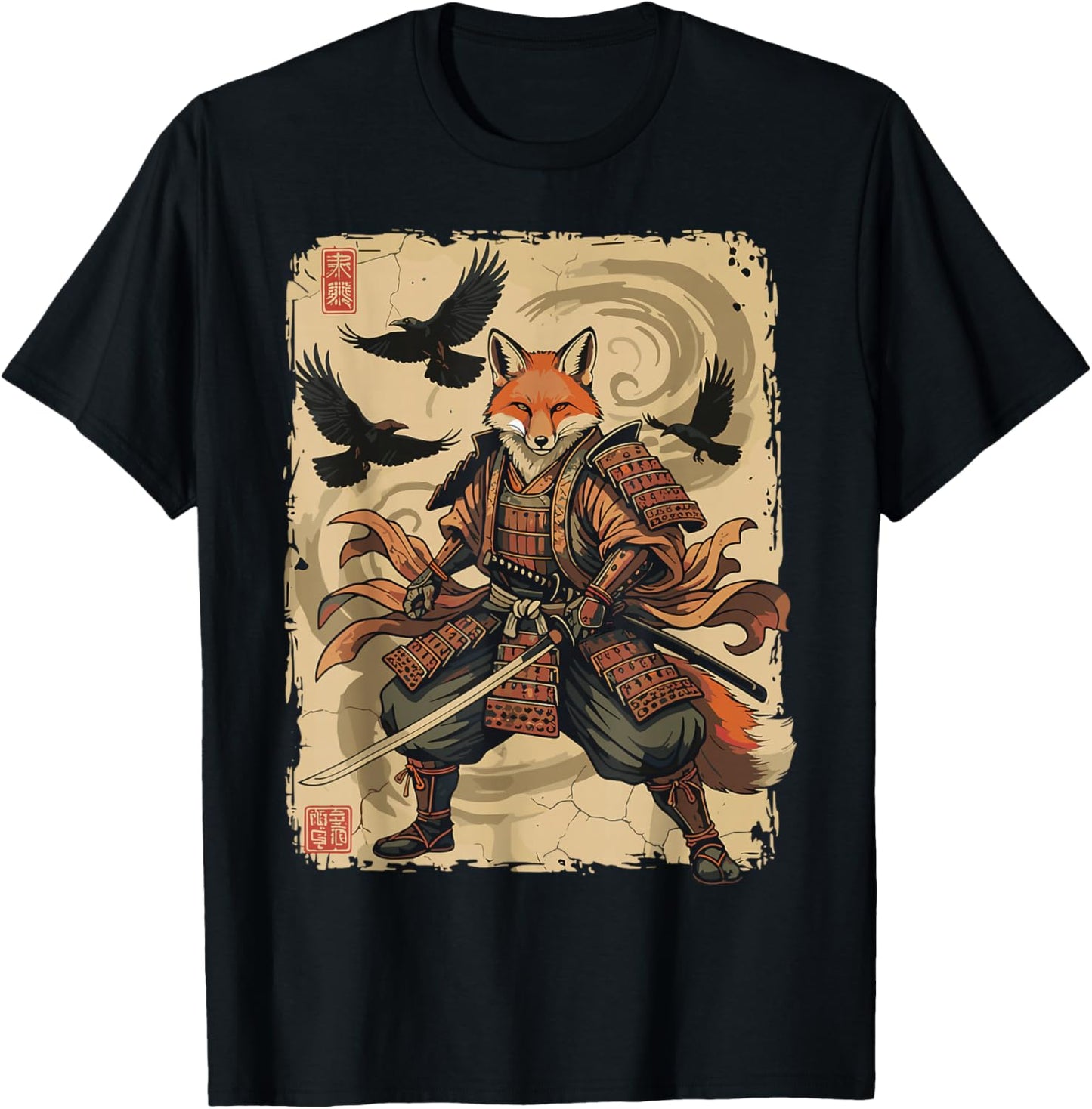 Samurai Fox Shirt Warrior Vintage Graphic Japanese Men Women