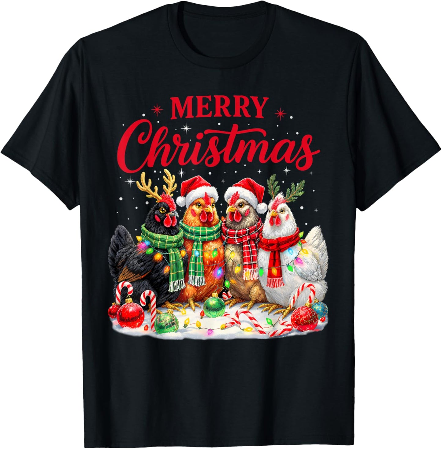 Christmas Chicken Lights Santa Xmas Farm Animal Holiday