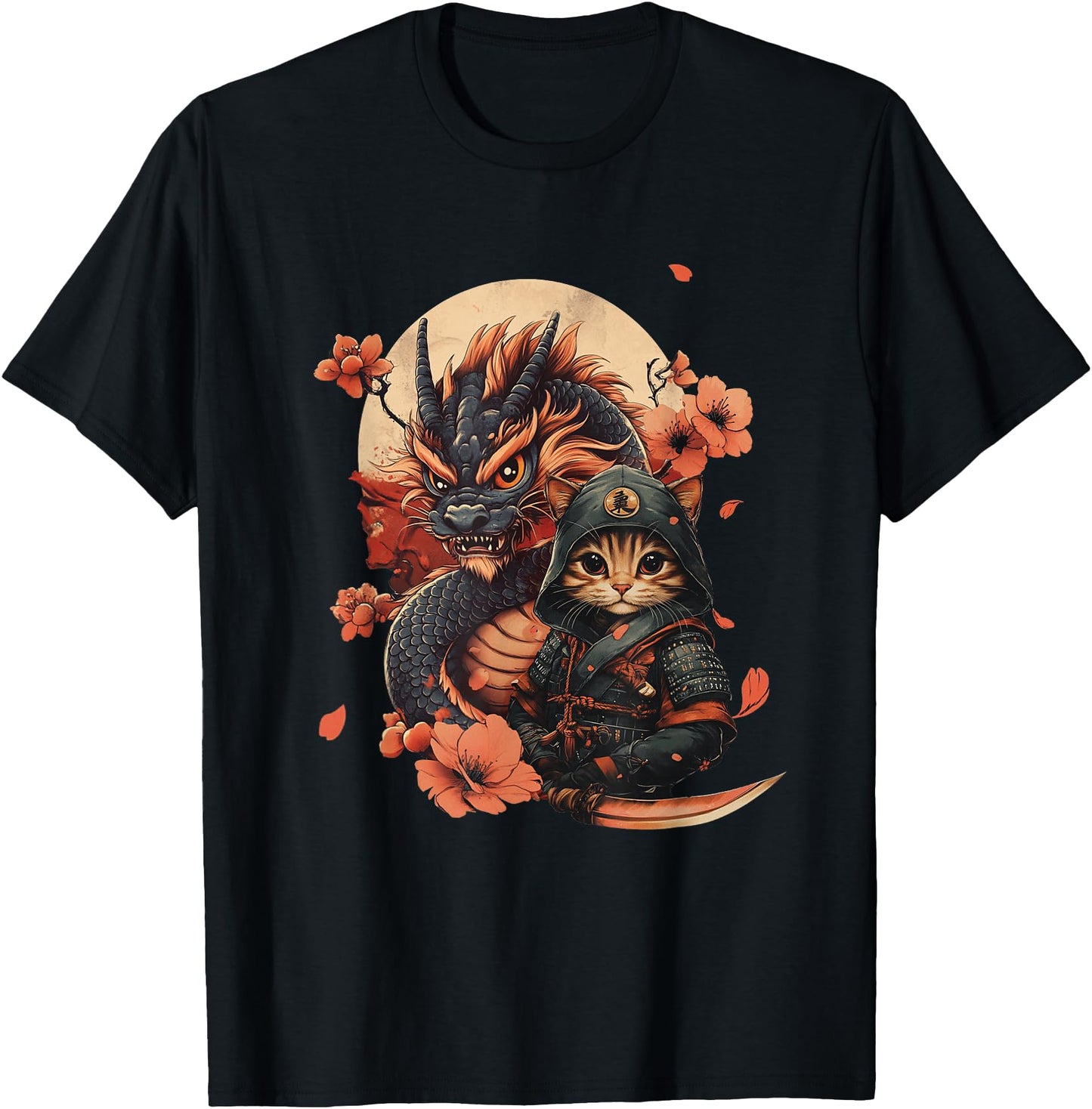 Vintage Japanese Samurai Ninja Cat Tattoo Kawaii Men Women Girls