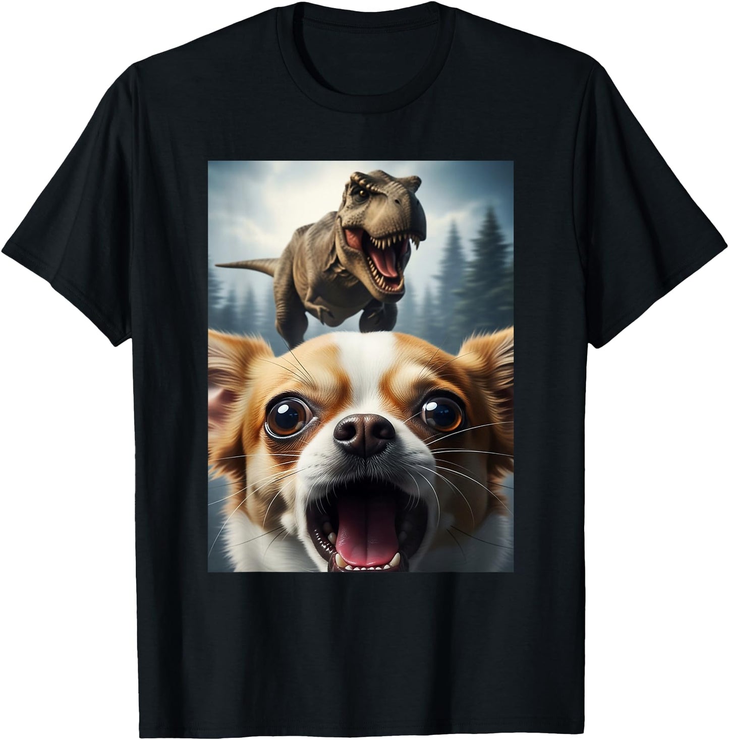 Funny Chihuahua Dog Selfie with T-Rex Women Men