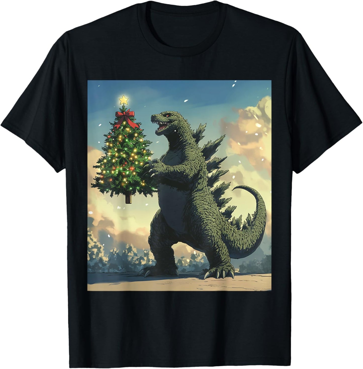 Japanese Monster Kaiju Carrying Christmas Tree T-Shirt