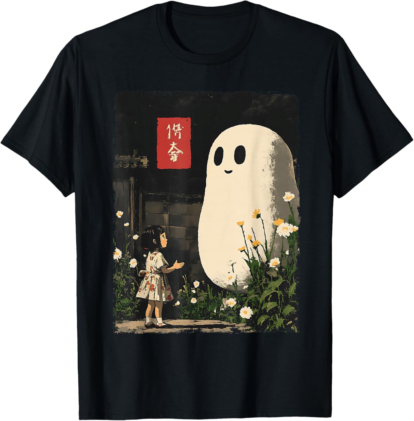 Vintage Japanese Anime Ghost Kawaii Halloween Graphic Tee