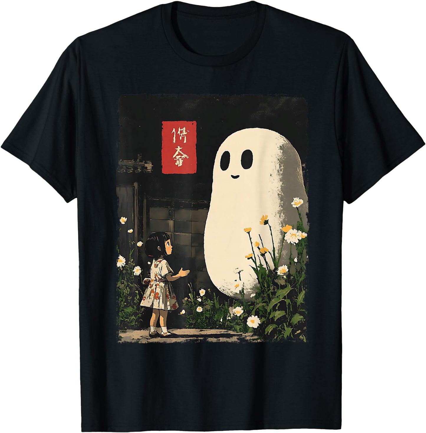Vintage Japanese Anime Ghost Kawaii Halloween Graphic Tee