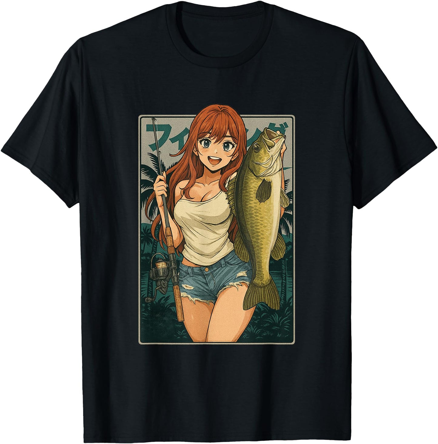 Kawaii Anime Girl japanese Fisherman Girl Fishing Bass