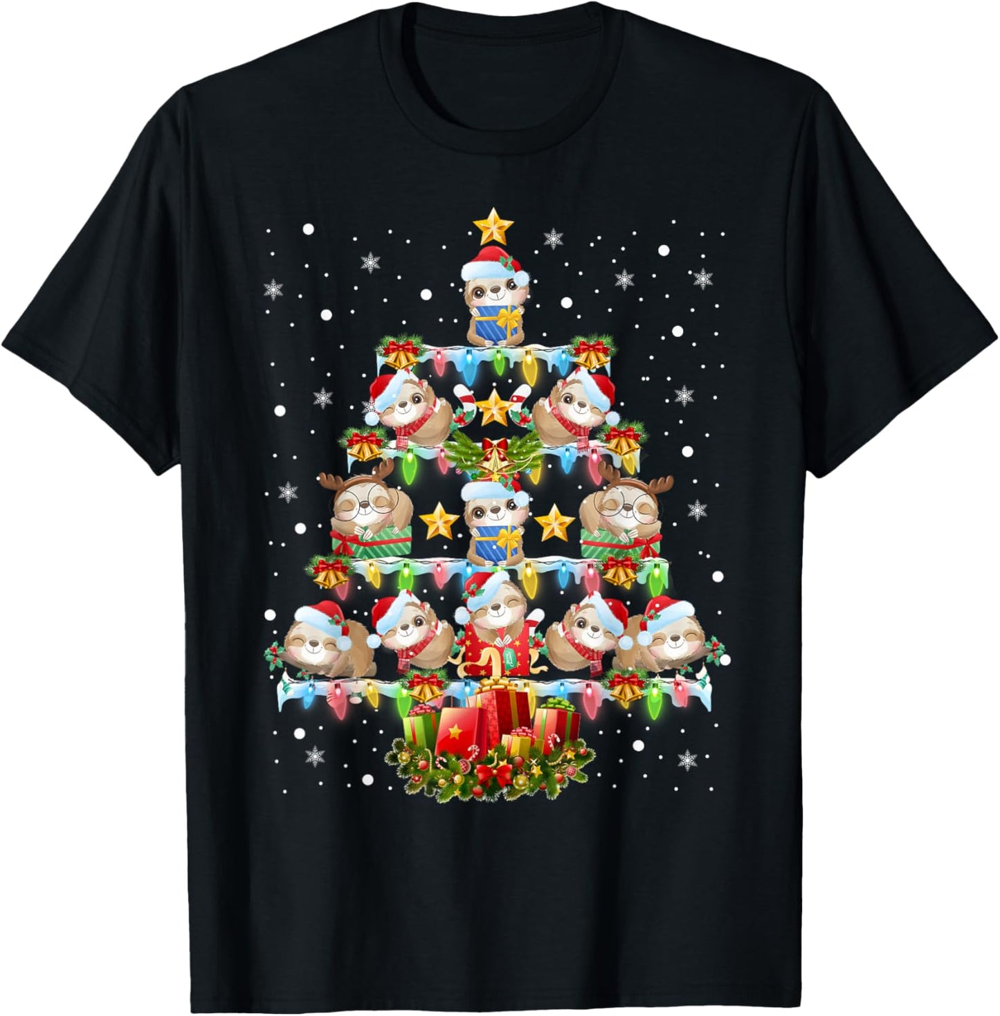 Sloth Christmas Tree Pajama Men Women Kids Ugly Xmas